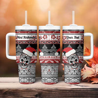 Custom New Zealand Christmas Tumbler With Handle Maori Meri Kirihimete Moko LT01 - Polynesian Pride