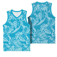 Tahiti Ninamu Tiare Floral Basketball Jersey Monstera Palm Tropical Leaves LT01 - Polynesian Pride