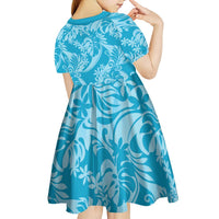 Tahiti Ninamu Tiare Floral Kid Short Sleeve Dress Monstera Palm Tropical Leaves LT01 - Polynesian Pride