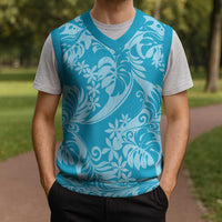 Tahiti Ninamu Tiare Floral Christmas Knitted V-Neck Vest Monstera Palm Tropical Leaves LT01 - Polynesian Pride