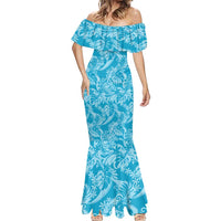 Tahiti Ninamu Tiare Floral Mermaid Dress Monstera Palm Tropical Leaves LT01 - Polynesian Pride