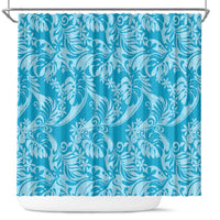 Tahiti Ninamu Tiare Floral Shower Curtain Monstera Palm Tropical Leaves - Polynesian Pride