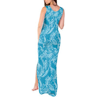 Tahiti Ninamu Tiare Floral Tank Maxi Dress Monstera Palm Tropical Leaves LT01 - Polynesian Pride