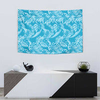 Tahiti Ninamu Tiare Floral Tapestry Monstera Palm Tropical Leaves - Polynesian Pride