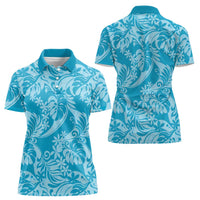 Tahiti Ninamu Tiare Floral Women Polo Shirt Monstera Palm Tropical Leaves LT01 - Polynesian Pride