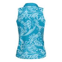 Tahiti Ninamu Tiare Floral Women Sleeveless Polo Shirt Monstera Palm Tropical Leaves LT01 - Polynesian Pride