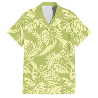 Tahiti Olive Tiare Floral Family Matching Tank Maxi Dress and Hawaiian Shirt Monstera Palm Tropical Leaves LT01 Dad's Shirt - Short Sleeve Olive - Polynesian Pride