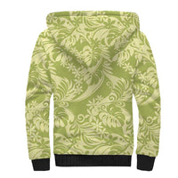 Tahiti Olive Tiare Floral Sherpa Hoodie Monstera Palm Tropical Leaves LT01 - Polynesian Pride