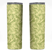 Tahiti Olive Tiare Floral Skinny Tumbler Monstera Palm Tropical Leaves LT01 Olive - Polynesian Pride