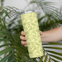 Tahiti Olive Tiare Floral Skinny Tumbler Monstera Palm Tropical Leaves LT01 - Polynesian Pride