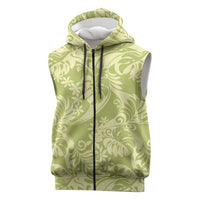 Tahiti Olive Tiare Floral Sleeveless Zip Hoodie Monstera Palm Tropical Leaves LT01 Olive - Polynesian Pride