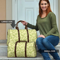 Tahiti Olive Tiare Floral Travel Bag Monstera Palm Tropical Leaves - Polynesian Pride