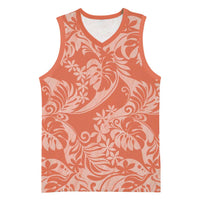 Tahiti Puatou Tiare Floral Basketball Jersey Monstera Palm Tropical Leaves LT01 Unisex Orange - Polynesian Pride