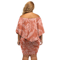 Tahiti Puatou Tiare Floral Off Shoulder Short Dress Monstera Palm Tropical Leaves LT01 - Polynesian Pride