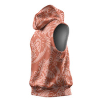 Tahiti Puatou Tiare Floral Sleeveless Hoodie Monstera Palm Tropical Leaves LT01 - Polynesian Pride