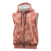 Tahiti Puatou Tiare Floral Sleeveless Zip Hoodie Monstera Palm Tropical Leaves LT01 Orange - Polynesian Pride