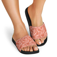 Tahiti Puatou Tiare Floral Slide Sandals Monstera Palm Tropical Leaves - Polynesian Pride