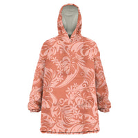 Tahiti Puatou Tiare Floral Wearable Blanket Hoodie Monstera Palm Tropical Leaves LT01 One Size Orange - Polynesian Pride