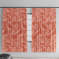 Tahiti Puatou Tiare Floral Window Curtain Monstera Palm Tropical Leaves LT01 With Hooks Orange - Polynesian Pride