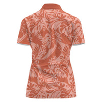 Tahiti Puatou Tiare Floral Women Polo Shirt Monstera Palm Tropical Leaves LT01 - Polynesian Pride