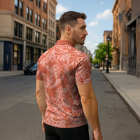 Tahiti Puatou Tiare Floral Zipper Polo Shirt Monstera Palm Tropical Leaves LT01 - Polynesian Pride