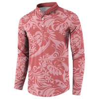 Tahiti Tarona Tiare Floral Button Sweatshirt Monstera Palm Tropical Leaves - Polynesian Pride