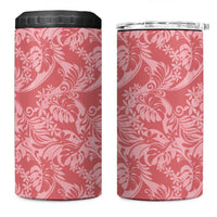 Tahiti Tarona Tiare Floral 4 in 1 Can Cooler Tumbler Monstera Palm Tropical Leaves LT01 One Size: 16 oz Pink - Polynesian Pride