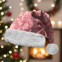 Tahiti Tarona Tiare Floral Christmas Santa Hat Monstera Palm Tropical Leaves LT01 With Fur Pink - Polynesian Pride