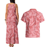 Tahiti Tarona Tiare Floral Couples Matching Tank Maxi Dress and Hawaiian Shirt Monstera Palm Tropical Leaves LT01 - Polynesian Pride