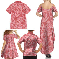 Tahiti Tarona Tiare Floral Family Matching Summer Maxi Dress and Hawaiian Shirt Monstera Palm Tropical Leaves LT01 - Polynesian Pride