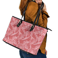 Tahiti Tarona Tiare Floral Leather Tote Bag Monstera Palm Tropical Leaves - Polynesian Pride