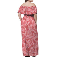 Tahiti Tarona Tiare Floral Off Shoulder Maxi Dress Monstera Palm Tropical Leaves LT01 - Polynesian Pride