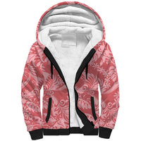 Tahiti Tarona Tiare Floral Sherpa Hoodie Monstera Palm Tropical Leaves LT01 Unisex Pink - Polynesian Pride