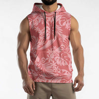 Tahiti Tarona Tiare Floral Sleeveless Hoodie Monstera Palm Tropical Leaves LT01 - Polynesian Pride