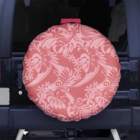 Tahiti Tarona Tiare Floral Spare Tire Cover Monstera Palm Tropical Leaves LT01 No hole Pink - Polynesian Pride