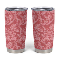 Tahiti Tarona Tiare Floral Tumbler Cup Monstera Palm Tropical Leaves LT01 Pink - Polynesian Pride