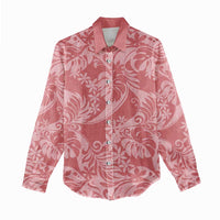 Tahiti Tarona Tiare Floral Women Casual Shirt Monstera Palm Tropical Leaves - Polynesian Pride