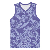 Tahiti Vareau Tiare Floral Basketball Jersey Monstera Palm Tropical Leaves LT01 Unisex Purple - Polynesian Pride