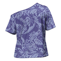 Tahiti Vareau Tiare Floral Cross Shoulder Shirt Monstera Palm Tropical Leaves LT01 - Polynesian Pride