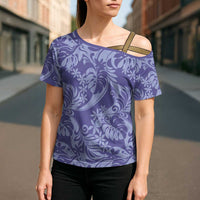 Tahiti Vareau Tiare Floral Cross Shoulder Shirt Monstera Palm Tropical Leaves LT01 - Polynesian Pride