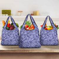 Tahiti Vareau Tiare Floral Grocery Bag Monstera Palm Tropical Leaves LT01 3-pack One Size Purple - Polynesian Pride