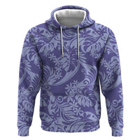 Tahiti Vareau Tiare Floral Hoodie Monstera Palm Tropical Leaves LT01 Pullover Hoodie Purple - Polynesian Pride