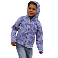 Tahiti Vareau Tiare Floral Kid Hoodie Monstera Palm Tropical Leaves - Polynesian Pride