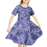 Tahiti Vareau Tiare Floral Kid Short Sleeve Dress Monstera Palm Tropical Leaves LT01 - Polynesian Pride
