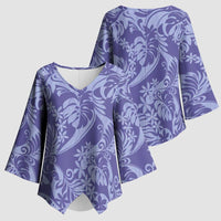 Tahiti Vareau Tiare Floral Kimono Sleeve Blouse Monstera Palm Tropical Leaves LT01 - Polynesian Pride