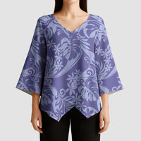Tahiti Vareau Tiare Floral Kimono Sleeve Blouse Monstera Palm Tropical Leaves LT01 - Polynesian Pride