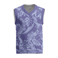 Tahiti Vareau Tiare Floral Christmas Knitted V-Neck Vest Monstera Palm Tropical Leaves LT01 Purple - Polynesian Pride