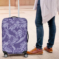 Tahiti Vareau Tiare Floral Luggage Cover Monstera Palm Tropical Leaves LT01 Purple - Polynesian Pride