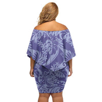 Tahiti Vareau Tiare Floral Off Shoulder Short Dress Monstera Palm Tropical Leaves LT01 - Polynesian Pride