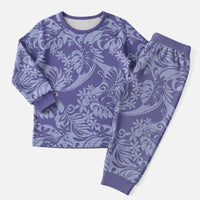 Tahiti Vareau Tiare Floral Christmas Pajama Set Monstera Palm Tropical Leaves LT01 Men Purple - Polynesian Pride